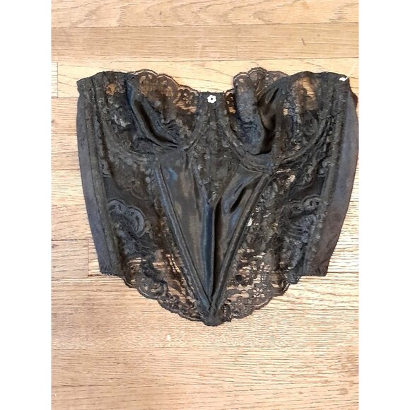 Vintage RARE Christian Dior 34B Satin & Lace Bustier Corset Boudoir Pinup Gothic - Picture 4 of 6